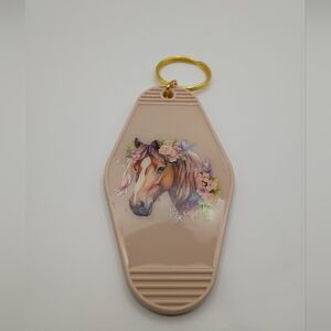 Motel Keychain Custom Retro Styled Tan Horse Keychain Keyring